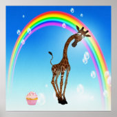 Whimsical Giraffe, Cupcake & Rainbow Poster (Voorkant)