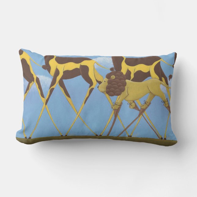 Whimsical Giraffe en Lion Pillow Kussen (Voorkant)