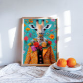 Whimsical Giraffe in levendige bloemenontkoppeling Tissuepapier