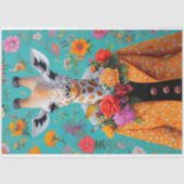 Whimsical Giraffe in levendige bloemenontkoppeling Tissuepapier (Voorkant)