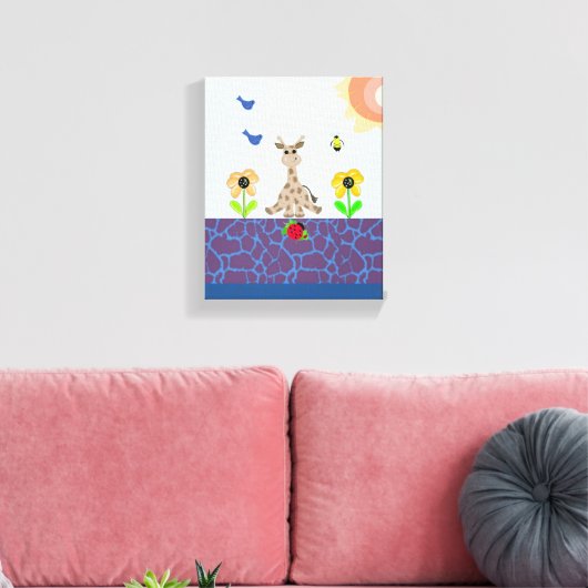Whimsical Giraffe in Natuur Scene Canvas Afdruk (Insitu (Woonkamer))