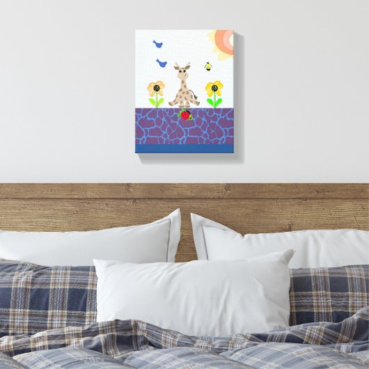 Whimsical Giraffe in Natuur Scene Canvas Afdruk (Insitu (Slaapkamer))