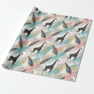 Whimsical Giraffe Polka Dot Pattern – Pastel Cadeaupapier