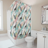 Whimsical Giraffe Polka Dot Pattern – Pastel Douchegordijn (In situ)