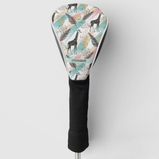 Whimsical Giraffe Polka Dot Pattern – Pastel Golfheadcover (Voorkant)