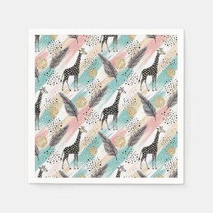 Whimsical Giraffe Polka Dot Pattern – Pastel Servet