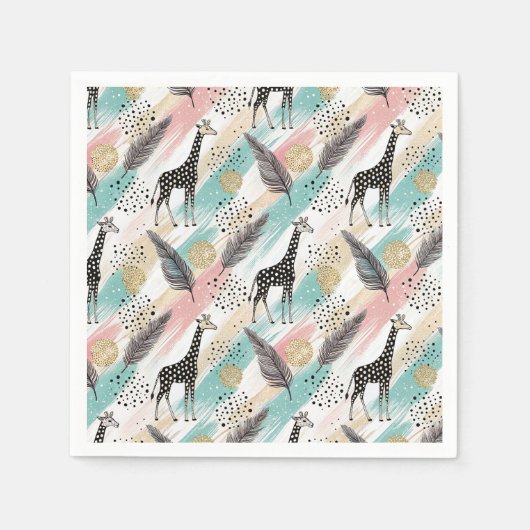 Whimsical Giraffe Polka Dot Pattern – Pastel Servet (Voorkant)