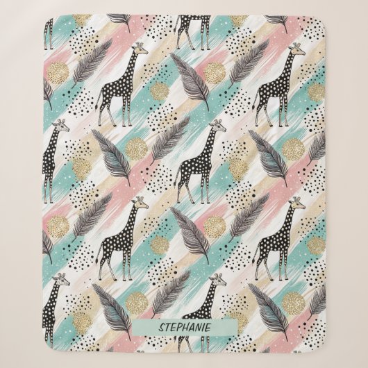 Whimsical Giraffe Polka Dot Pattern – Pastel Sherpa Deken (Voorkant)