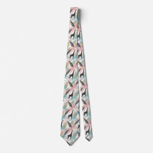 Whimsical Giraffe Polka Dot Pattern – Pastel Stropdas (Voorkant)