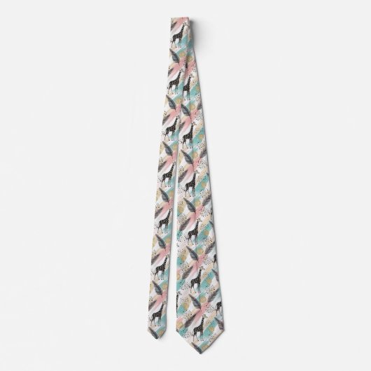 Whimsical Giraffe Polka Dot Pattern – Pastel Stropdas (Achterkant)