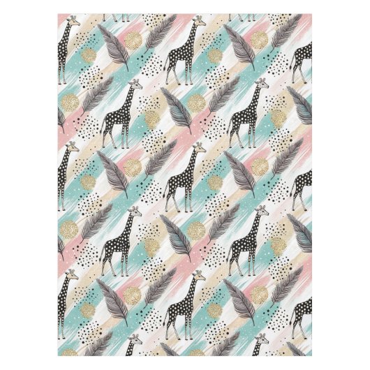 Whimsical Giraffe Polka Dot Pattern – Pastel Tafelkleed (Voorkant)