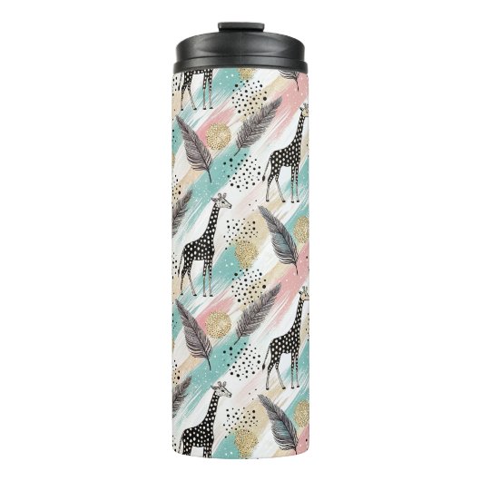 Whimsical Giraffe Polka Dot Pattern – Pastel Thermosbeker (Voorkant)