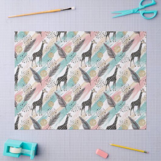 Whimsical Giraffe Polka Dot Pattern – Pastel Tissuepapier (Craft)
