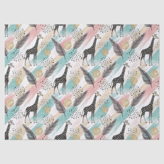 Whimsical Giraffe Polka Dot Pattern – Pastel Tissuepapier (Voorkant)