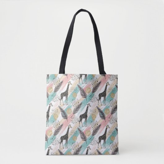 Whimsical Giraffe Polka Dot Pattern – Pastel Tote Bag (Voorkant)