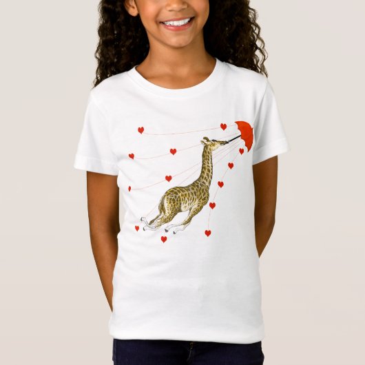 Whimsical Giraffe Red Heart T-shirts (Voorkant)