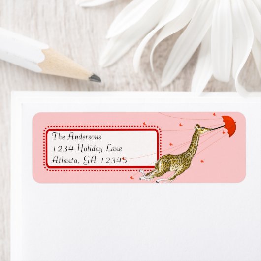Whimsical  Giraffe Return Address Etiket (Insitu)