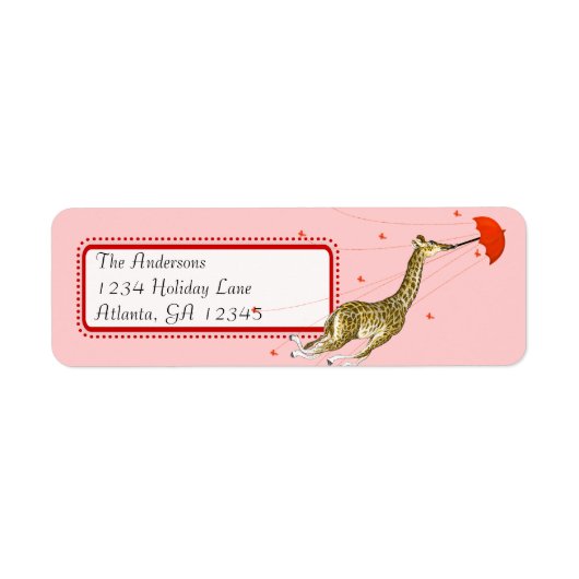 Whimsical  Giraffe Return Address Etiket (Voorkant)