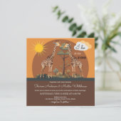 Whimsical Giraffe Safari Zoo Bruiloft All-in-One Kaart (Staand voorkant)
