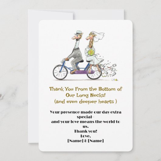 Whimsical Giraffe Wedding Bedankkaart (Voorkant)