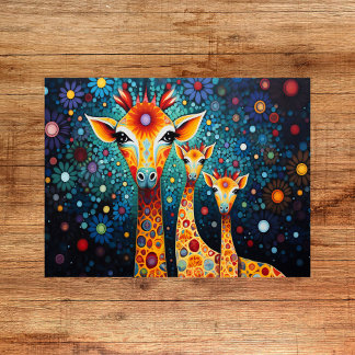 Whimsical Giraffes Print - Kleurrijk Digitaal Post