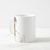 Whimsical Girl and Duck Mug – Kind Ones Whimsical Koffiemok (Voorkant links)
