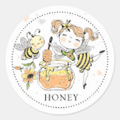 Whimsical Girl bee honey Jar Label (Voorkant)