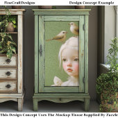 Whimsical Girl, Birds In Her Hair EV9LZ Decoupage Tissuepapier