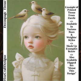 Whimsical Girl, Birds In Her Hair EV9LZ Decoupage Tissuepapier