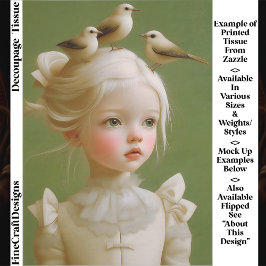 Whimsical Girl, Birds In Her Hair EV9RZ Decoupage Tissuepapier