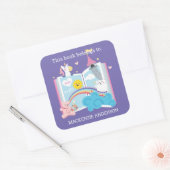 Whimsical Girl Bookplate Vierkante Sticker (Envelop)