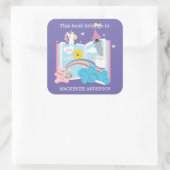 Whimsical Girl Bookplate Vierkante Sticker (Tas)