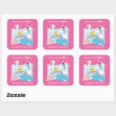 Whimsical Girl Bookplate Vierkante Sticker (Vel)
