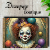 Whimsical Girl Clown Decoupage Tissuepapier