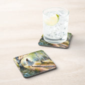 Whimsical Girl Dancing Through Birch Forest Bier Onderzetter (Rechterzijde)