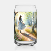 Whimsical Girl Dancing Through Birch Forest Blikvorm Glas (Voorkant)