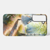 Whimsical Girl Dancing Through Birch Forest Samsung Galaxy Hoesje (Achterkant horizontaal)
