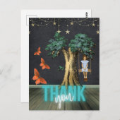 Whimsical Girl in Swing Surreal Bedankt Briefkaart (Voorkant / Achterkant)