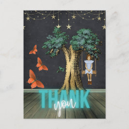 Whimsical Girl in Swing Surreal Bedankt Briefkaart