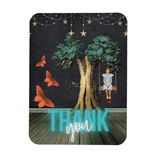 Whimsical Girl in Swing Surreal Bedankt Magneet (Verticaal)