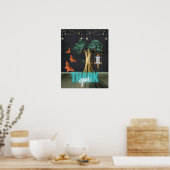 Whimsical Girl in Swing Surreal Bedankt Poster (Keuken)