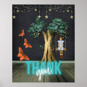 Whimsical Girl in Swing Surreal Bedankt Poster