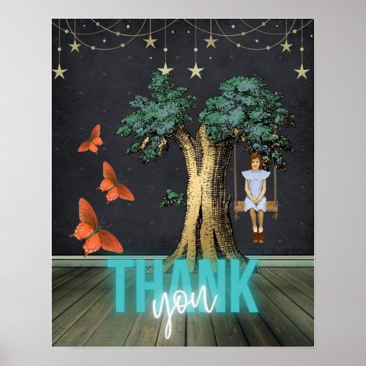 Whimsical Girl in Swing Surreal Bedankt Poster (Voorkant)