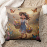 Whimsical Girl  Kussen<br><div class="desc">A charming vintage illustration of children in classic story book style on pillows that captures timeless childhood moments that adds perfect accents for your living room or bedroom.</div>