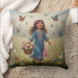 Whimsical Girl  Kussen<br><div class="desc">A charming vintage illustration of children in classic story book style on pillows that captures timeless childhood moments that adds perfect accents for your living room or bedroom.</div>