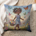 Whimsical Girl  Kussen<br><div class="desc">A charming vintage illustration of children in classic story book style on pillows that captures timeless childhood moments that adds perfect accents for your living room or bedroom.</div>
