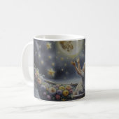 Whimsical Girl Moon Dream Fantasy Scene Koffiemok (Voorkant links)