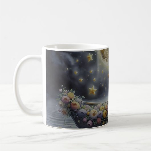 Whimsical Girl Moon Dream Fantasy Scene Koffiemok (Links)