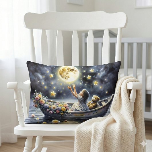 Whimsical Girl Moon Dream Fantasy Scene Kussen
