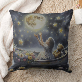 Whimsical Girl Moon Dream Fantasy Scene Kussen